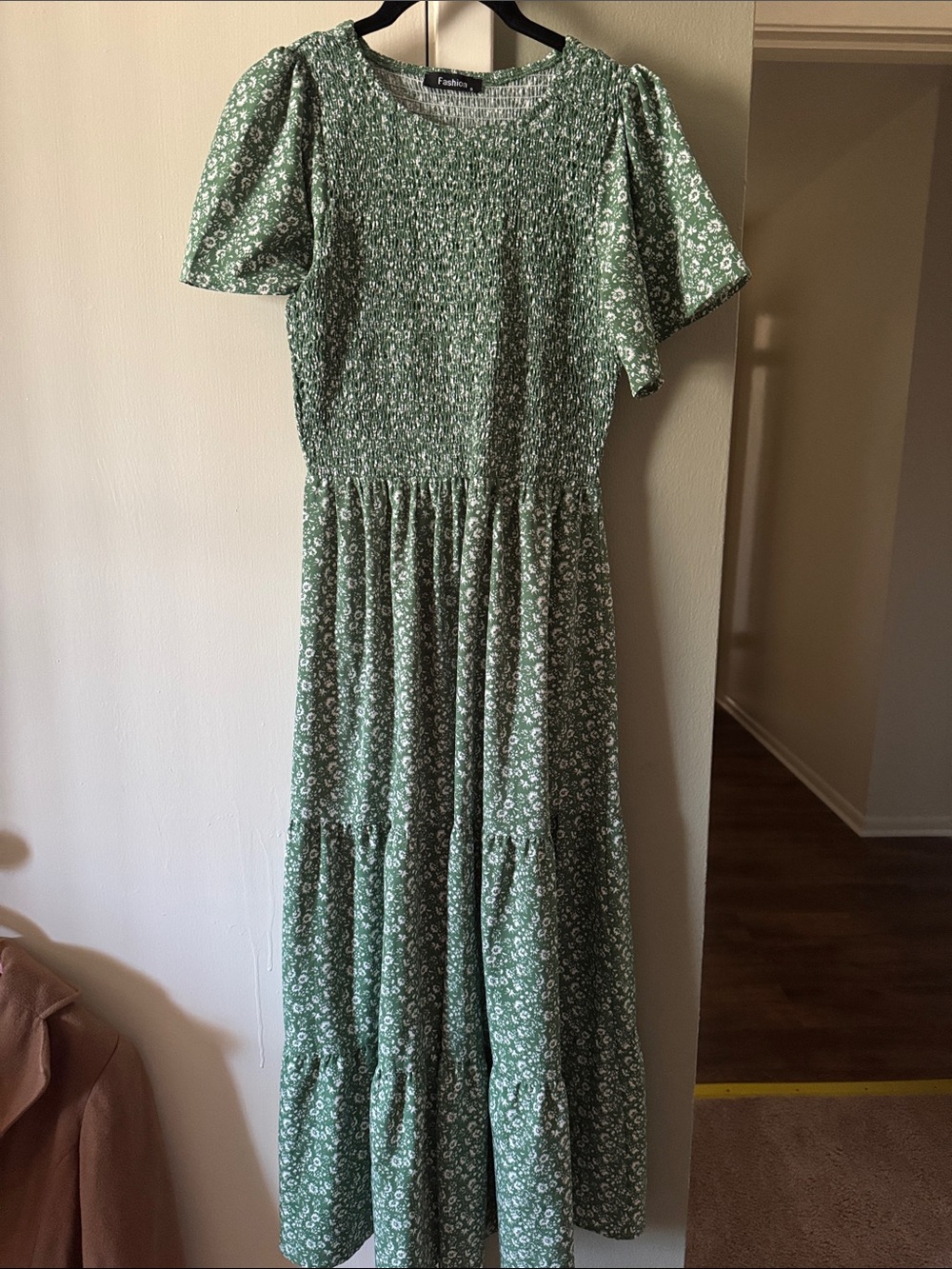 Green Floral Smocked Maxi Dress